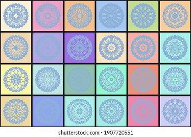 Mosaico abstracto con mandala floral. Ilustración del vector