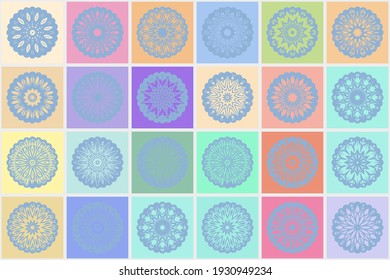 Abstract mosaic with flower mandala. Vector illustration