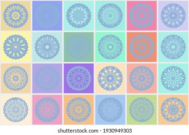 Abstraktes Mosaik mit Blumenmandala. Vektorgrafik