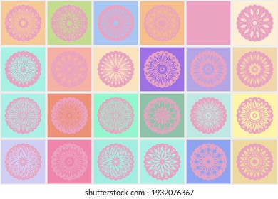 Abstract mosaic with flower mandala. Vector illustration