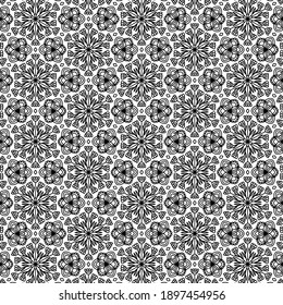 abstract mosaic with flowers and ornaments drawn for coloring on a white background, vector