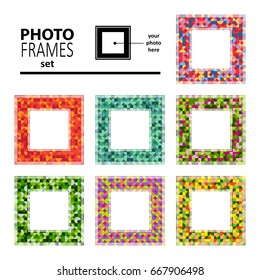 Abstract mosaic frames set isolated on white background. Templates for photo or images.