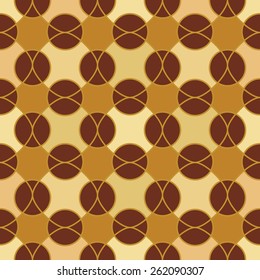 Abstract mosaic geometric pattern in golden colors. Vector seamless texture