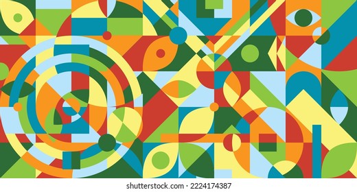 abstract mosaic geometric shape colorful green blue red and yellow wallpaper background vector illustration EPS10