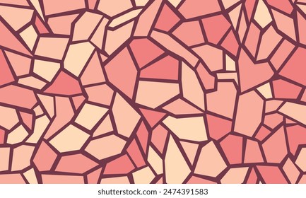 An abstract mosaic of geometric shapes in warm pink and red hues, perfect for dynamic and modern backgrounds in various creative projects.