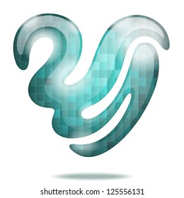 Abstract mosaic glowing 3D heart symbol. Vector EPS10.