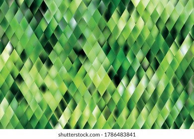 Mosaico abstracto de elementos rectangulares de malla verde. Plantilla de fondo de degradado natural. Papel mural multicolor y borroso moderno. Ilustración vectorial eps10