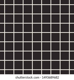 Abstract mosaic grid, mesh background with square shapes. Seamlessly repeatable. Grating, lattice pattern. Black and white design element.Simple vector illustration for your design.