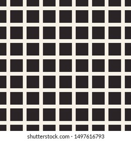 Abstract mosaic grid, mesh background with square shapes. Seamlessly repeatable. Grating, lattice pattern. Black and white design element.Simple vector illustration for your design.