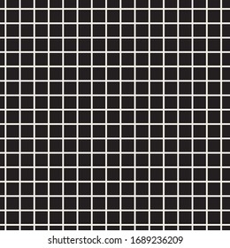 Abstract mosaic grid, mesh background with square shapes. Black and white design element. Grating, lattice pattern. Seamlessly repeatable. Simple vector illustration for your design.