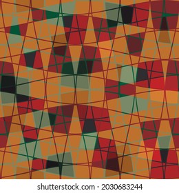 Abstract mosaic grid seamless vector pattern background. Modern Bauhaus style art diagonal geometric backdrop. Ochre sage green blended repeat. Layered lattice weave all over print for wellness, fall - Powered by Shutterstock - Get 15% off with code: PIKWIZARD15
