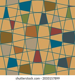 Abstract mosaic grid seamless vector pattern background. Modern Bauhaus style art diagonal geometric backdrop. Ochre sage green blended repeat. Layered lattice weave all over print for wellness, fall - Powered by Shutterstock - Get 15% off with code: PIKWIZARD15