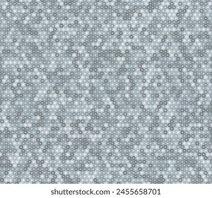 Abstract mosaic hexagon shapes background. Blue color tones gradients. Bold stacked rounded hexagons mosaic cells. Small hexagon geometric shapes. Seamless pattern. Tileable vector illustration.