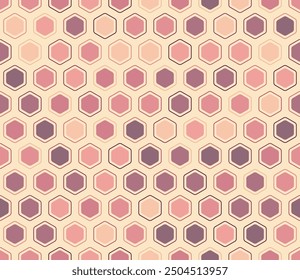 Fondo Abstractas de Formas hexagonales de mosaico. Hexágonos redondeados de células de mosaico con relleno y células sólidas internas. Formas hexagonales. Paleta de colores de varios tonos. Patrón sin fisuras.