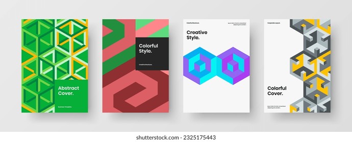 Abstract mosaic hexagons booklet concept composition. Amazing cover vector design illustration collection.