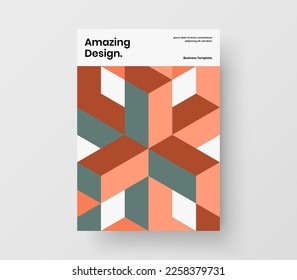 Abstract mosaic hexagons cover template. Creative booklet A4 design vector layout.