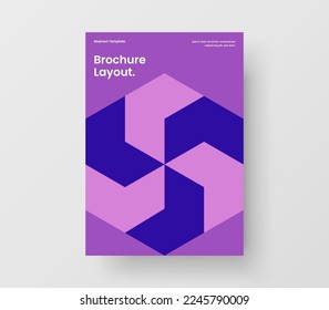 Abstract mosaic hexagons leaflet template. Fresh poster A4 design vector concept.