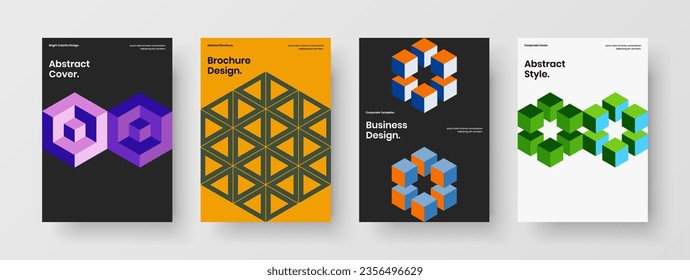 Abstraktes Mosaik-Hexagons-Plakatgrafik-Bundle. Creative Handbill A4 Vektordesign Template Set.