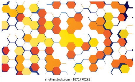 Abstract mosaic honeycomb layer dimensional hexagon with on white background vector structure 3D Illustration. for design