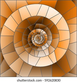 Abstract mosaic image,  tiles arranged in a spiral,brown tone, Sepia