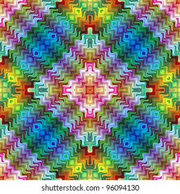 Abstract mosaic inspired by Maya culture: Symmetric abstract vector based ornament background in vivid colors