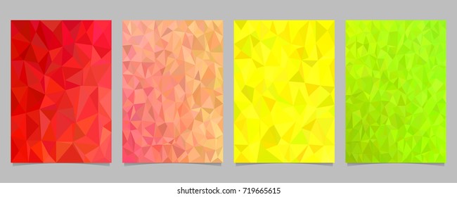 Abstract mosaic irregular triangle mosaic page template set - vector stationery background graphic collection from colored triangles