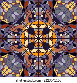 Abstract mosaic of lines seamless pattern. Decorative symmetrical endless ornament. Vintage design for fabric, textile print, wrapping paper, cover. Vector illustration