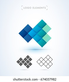 Abstract mosaic logo. Origami and material design style.