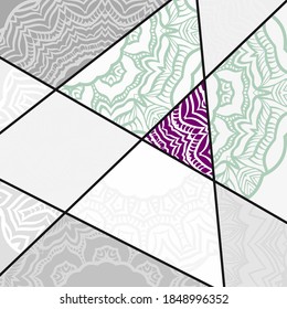 Abstraktes Mosaik mit Mandala. Vektorgrafik