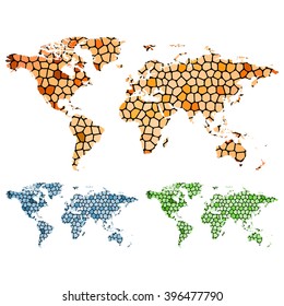 abstract mosaic map of the world