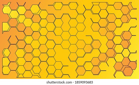 abstract mosaic modern honey background in the form of a honeycomb for your design