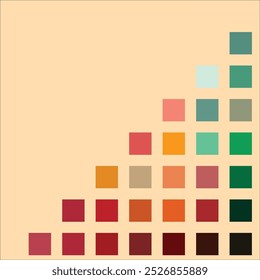  Abstrato mosaico, moderno, quebra-cabeça, padrão desconhecido paleta de cores no fundo de creme macio.