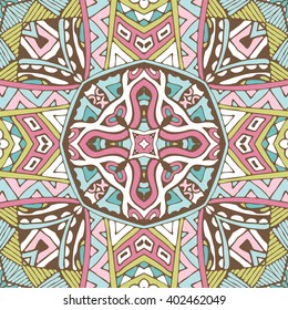 Abstract  mosaic motif seamless pattern. Bohemian Geometric print