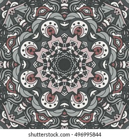 Abstract mosaic motif seamless pattern. Bohemian Geometric print