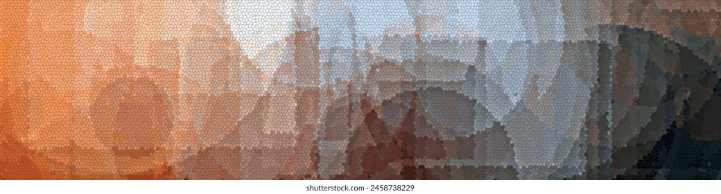 abstract mosaic multi color gradient geometric design cut piece panoramic brown orange blended ashes background