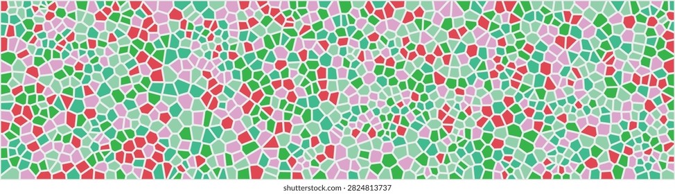 Abstract mosaic pattern background with colorful geometric shapes in red, green, and pink colors