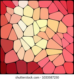 Abstract mosaic pattern. Abstract background consisting of elements of different shapes arranged in a mosaic style. Vector illustration. Red, yellow, orange colors.