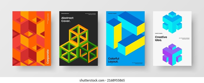 Abstract mosaic pattern booklet template bundle. Trendy flyer design vector illustration composition.
