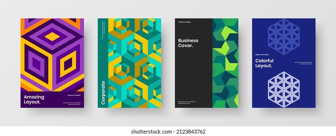 Abstract mosaic pattern brochure concept bundle. Original cover vector design layout composition.