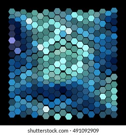 Abstract mosaic pattern composed of hexagons of different colors. Multicolored geometric background
