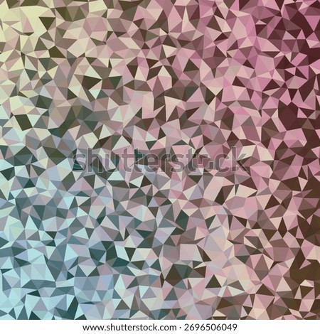 An abstract mosaic pattern composed of numerous small triangles. The colors transition from warm oranges and browns on the left to cool greens and teals on the right, creating a dynamic visual flow.