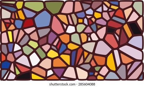 Abstract mosaic pattern consisting of elements of different sizes and colors