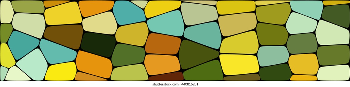 Abstract mosaic pattern consisting of elements of different sizes and colors. Suitable for use as a background for the header or footer of a website