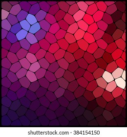 Abstract mosaic pattern consisting of geometric elements of different sizes and colors. Vector illustration. Pink, purple, red, black, blue colors. 