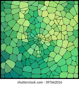 Abstract mosaic pattern consisting of geometric elements of different sizes and colors. Vector illustration. Yellow, green colors. 
