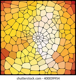 Abstract mosaic pattern consisting of geometric elements of different sizes and colors. Vector illustration. Yellow, white, orange colors. 