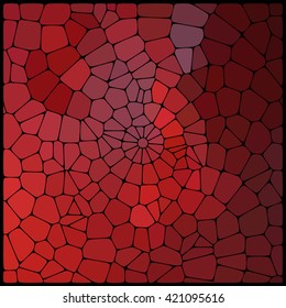 Abstract mosaic pattern consisting of geometric elements of different sizes and colors. Vector illustration. Red, brown colors. 
