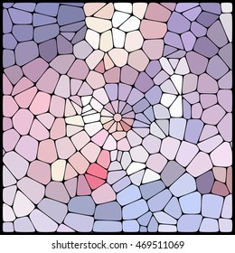 Abstract mosaic pattern consisting of geometric elements of different sizes and colors. Vector illustration. Pink, purple, white colors. 