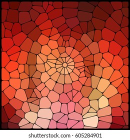 Abstract mosaic pattern consisting of red, orange geometric elements of different sizes and colors. Vector illustration.