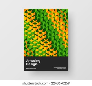 Abstract mosaic pattern corporate brochure illustration. Multicolored leaflet vector design layout.